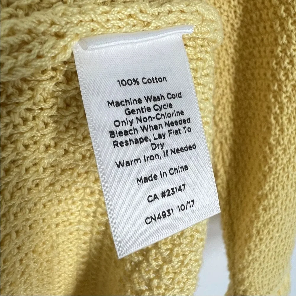 Talbots Cotton Sweater Womens Size Large P Yellow Textured Knit Tassel Accent